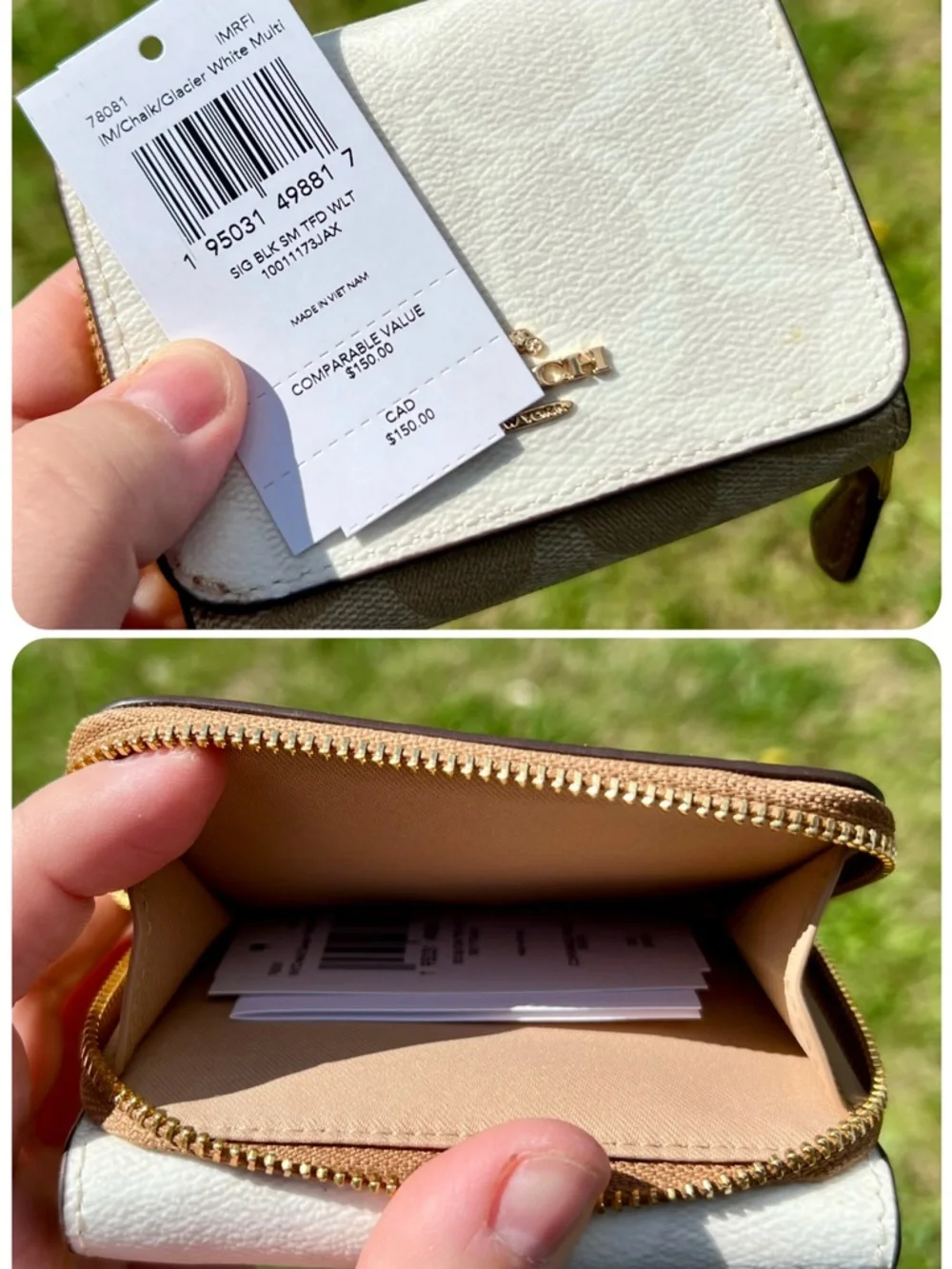 Coach Klare Crossbody Bag & Matching Tri-fold Wallet - Chalk/Glacier White Multi - Picture 10 of 12